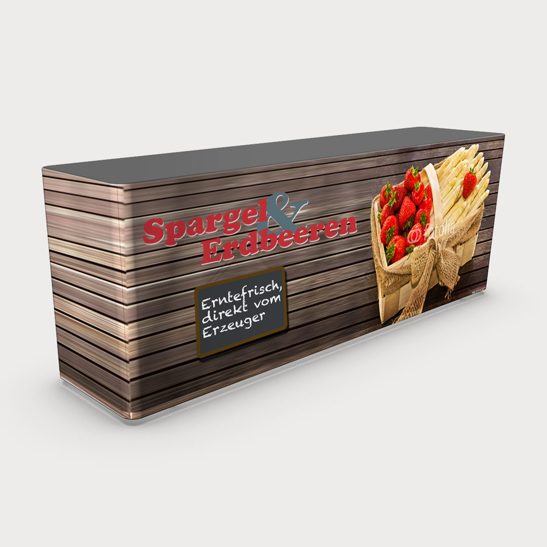 Biertischhussen mit braun-roter bedruckter Bespannung